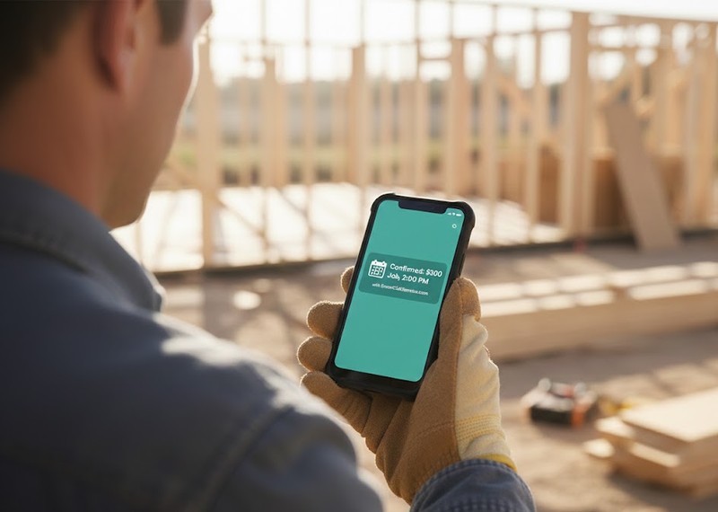 Completed job booking confirmation on a calendar